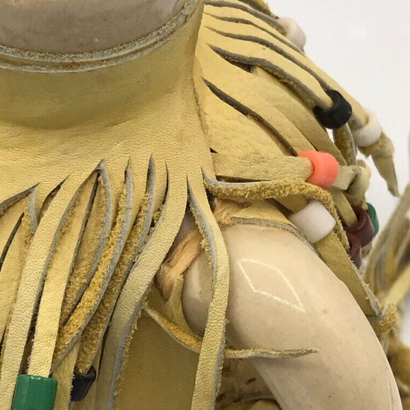 Hobbyist Suede Leather Wrapped Ceramic Jug with Beaded Fringe Braided Strap - Picture 13 of 16